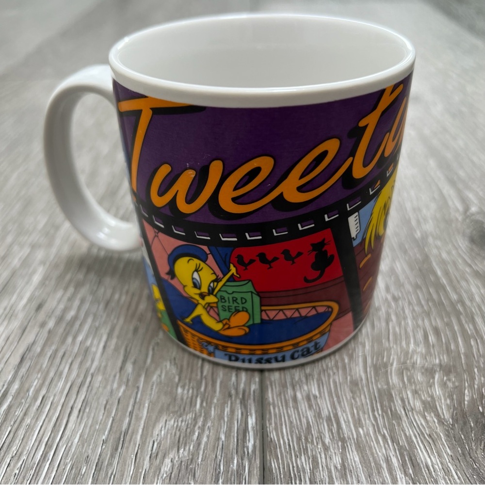 VINTAGE TWEETY BIRD LOONEY TUNES CERAMIC COFFEE MUG WARNER BROS APPLAUSE 1995